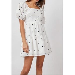 NWT Rails Selene Floral Embroidered Daisy Milkmaid  Cotton Summer Dress L